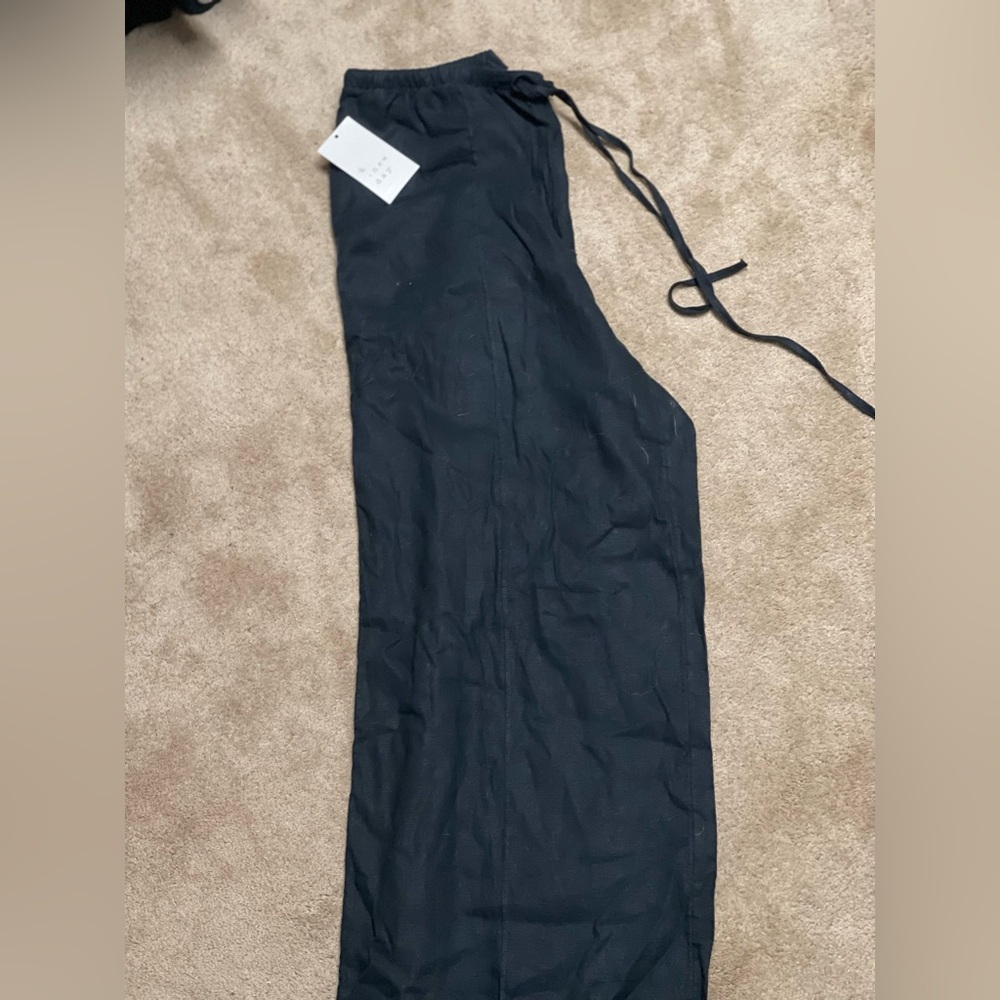 Black Linen Drawstring Pants